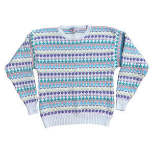 Vintage English Sports Shop Bermuda Colorful Geometric Sweater Coogi Style Sz M
